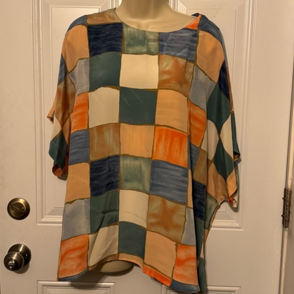 Martinique Colorful Patchwork Women's Top 2X